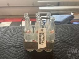 6 PEPSI-COLA BOTTLES AND DOUBLE DOT PEPSI-COLA CARRIER