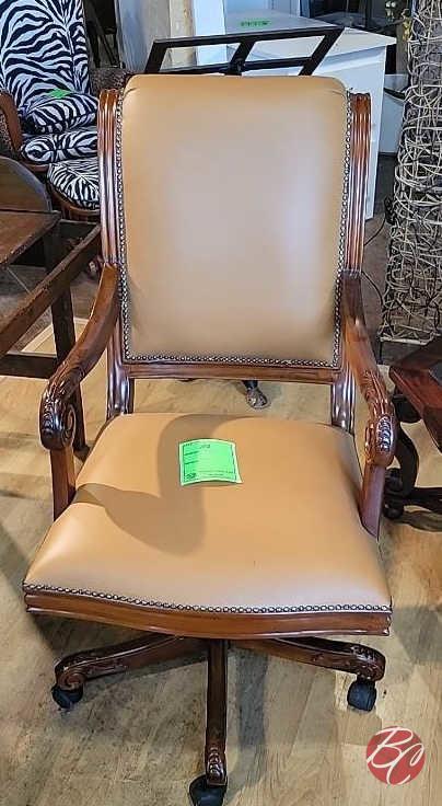 NEW Indonesia Hand Carved Mahogany Office Chair