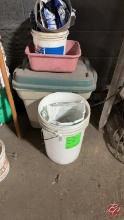 Storage Container & Plastic Bucket W/ Salt & Scoop