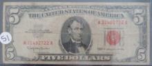 1963- US 5 Dollar United States note