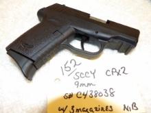 SCCY Model CPX2 9mm Pistol w/3 Magazines NIB