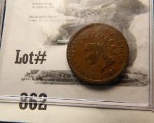 1867 Indian Head Cents, Fine.