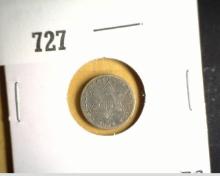 1854 U.S. Three Cent Silver. VG.