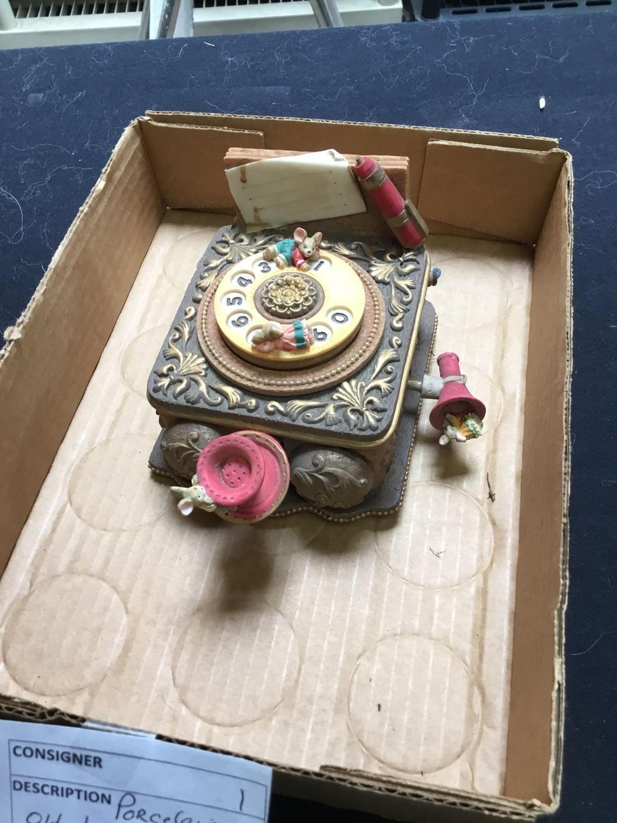 porcelain old time telephone music box