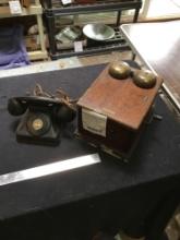 rare 1920s western electric telephone with oak wall ringer ringer works