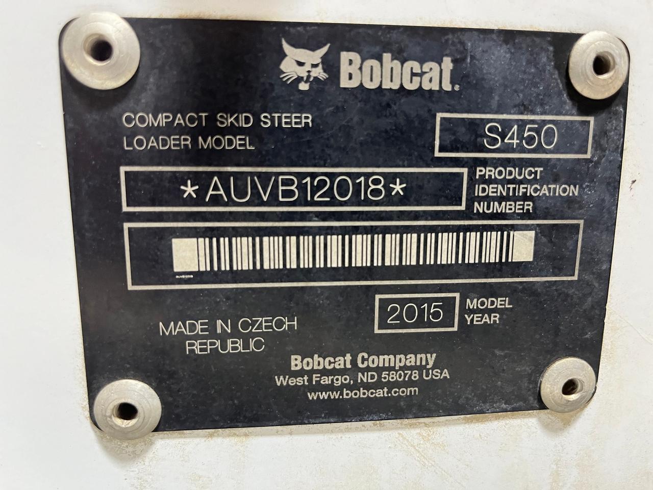 2015 Bobcat S450 Skid Steer Loader