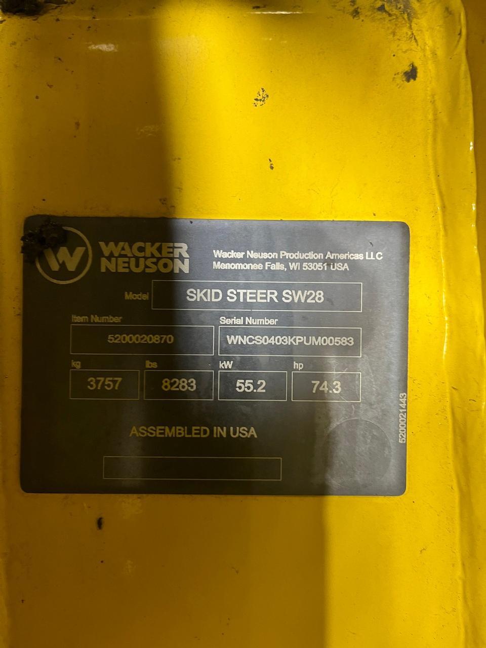 2015 Wacker-Neuson SW28 Skid Steer Loader