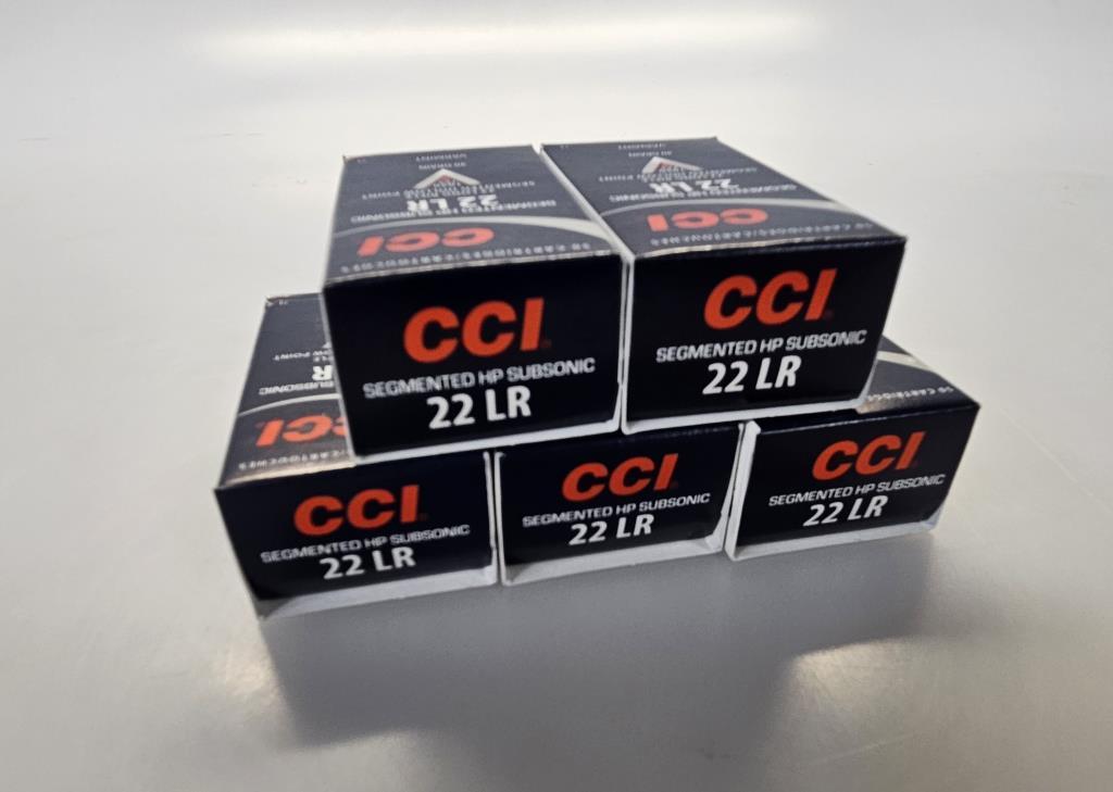 New 5 Boxes CCI 50 Cartridge Boxes of 22LR Ammo