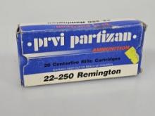 Prvi Partizan 20ct 22-250 Remington Cartridges