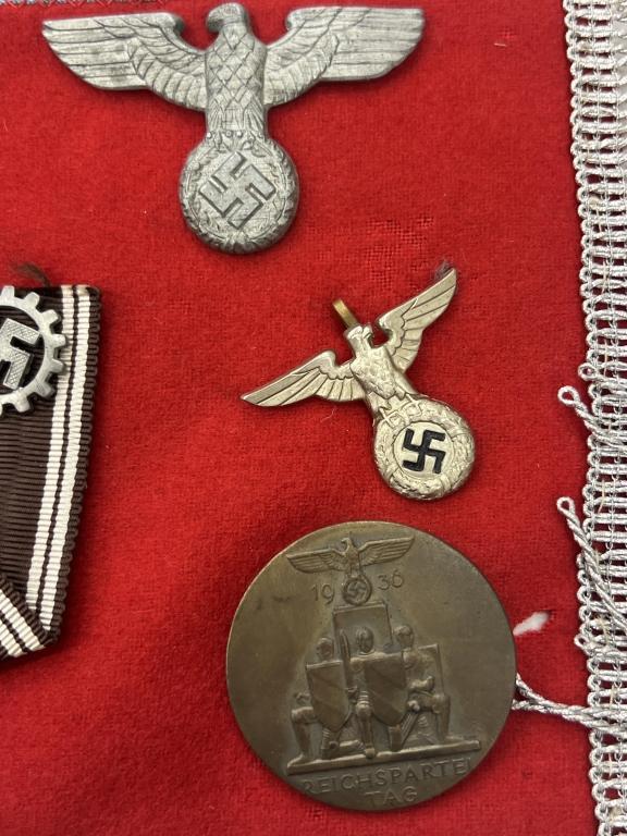 WW II German Funeral Sashes with Nazi Tinnies