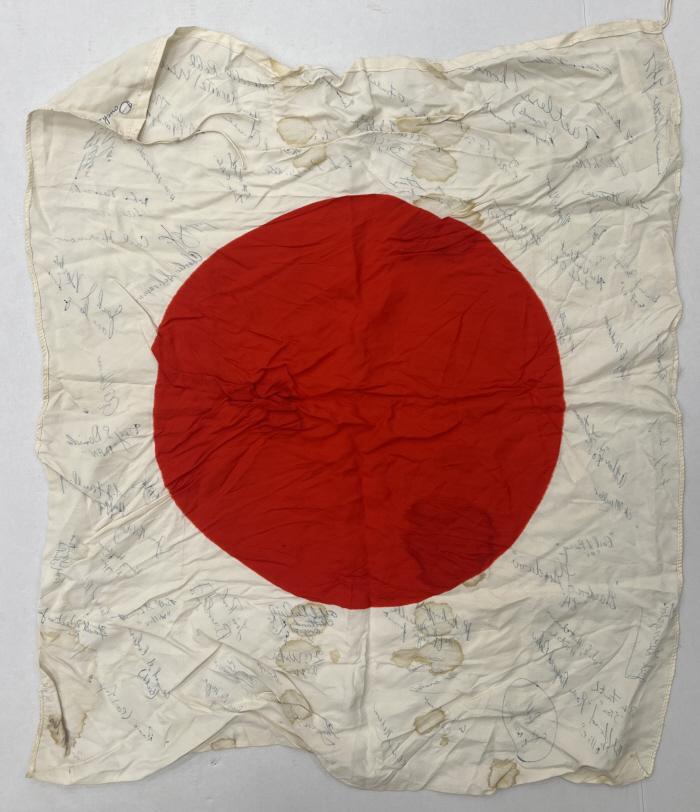 WW II Japanese Meatball Silk Flag with Signatures.