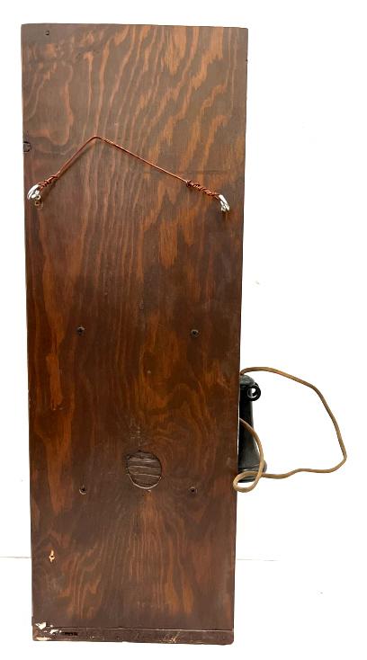 Antique Oak Kellogg Wood Hanging Wall Telephone