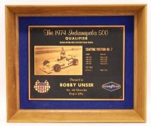 Bobby Unser's 1974 Indy 500 Qualifier Plaque