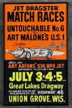 Vintage 1964 Great Lakes Dragway Races Poster