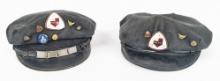 (2) Vintage Motorcycle Captains Hats w/ AMA Pins