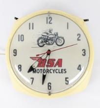 Vtg BSA Motorcycles Lighted Clock