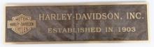 Solid Brass Harley-Davidson Dealer Display Plaque