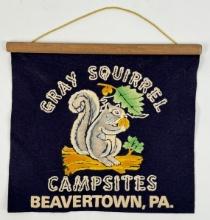 Vintage Gray Squirrel Campsites Advertising Banner