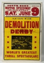 Giant Vintage South Bend Demolition Derby Poster