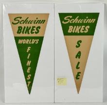 Set Of 2 Vintage Schwinn Bicycle Dealer Pennants