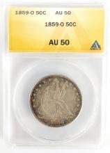 1859-O U.S. Liberty Seated Half Dollar ANACS AU 50