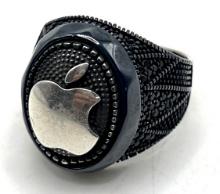 Sterling Silver and Onyx Apple Men's Ring
