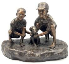 2001 "Coming Home" Bronze Boys & Dog Sculpture