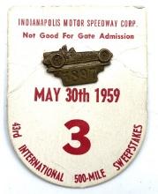 1959 Indianapolis 500 Racing Pin Badge