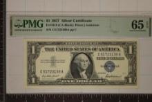 1957 US $1 SILVER CERTIFICATE PMG 65 GEM UNC FR#