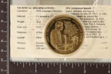24KT GOLD PLATED 2012 PROOF JFK ACCEPTENCE