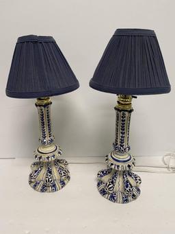 PAIR OF ITALIAN CERAMIC BOUDOIR TABLE LAMPS