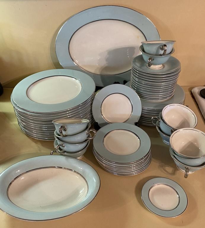 63 PIECES OF CASTLETON TURQUOISE CHINA