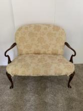 OPEN ARM CREAM UPHOLSTERED SETTEE