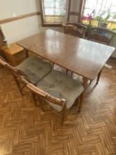 KITCHEN TABLE AND FOUR WOVEN SEATED CHAIR SET