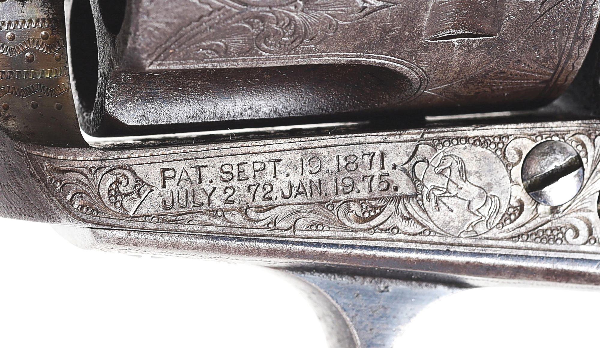 (A) FACTORY ENGRAVED COLT SINGLE ACTION FRONTIER SIX SHOOTER REVOLVER WITH CASE.