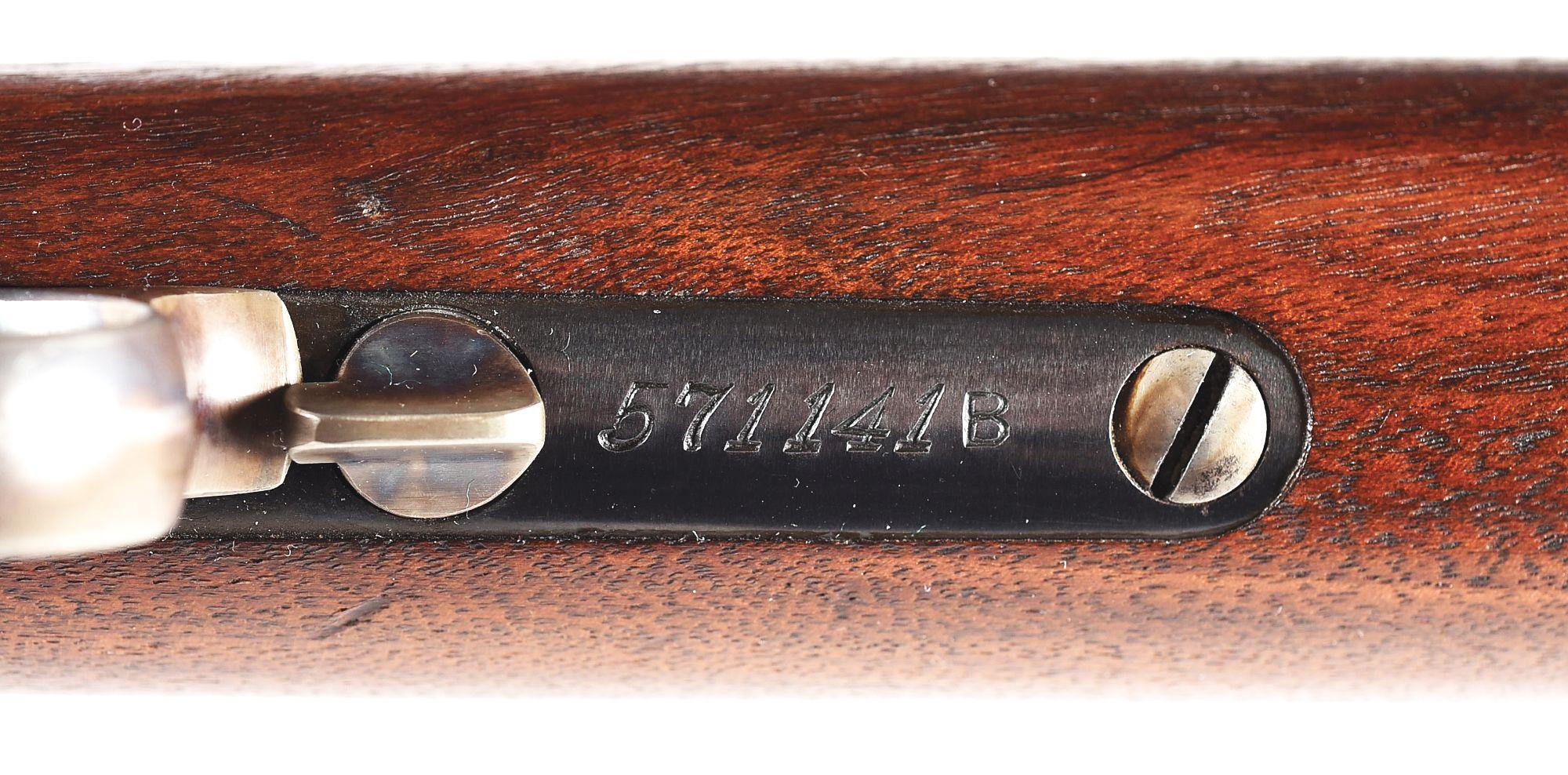(C) WINCHESTER MODEL 1873 THIRD MODEL LEVER ACTION RIFLE IN MUSKET CONFIGURATION.