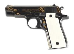 (M) COLT MK IV SERIES 80 GOVERNMENT SEMI-AUTOMATIC PISTOL WITH BLUED FINISH AND GOLD LEAF SCROLL WOR
