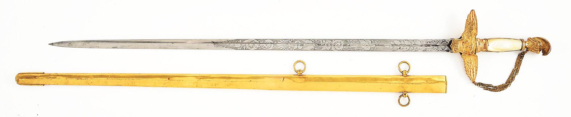 US FEDERAL PERIOD 1834-1840 PATTERN MILITIA OFFICER'S SWORD.