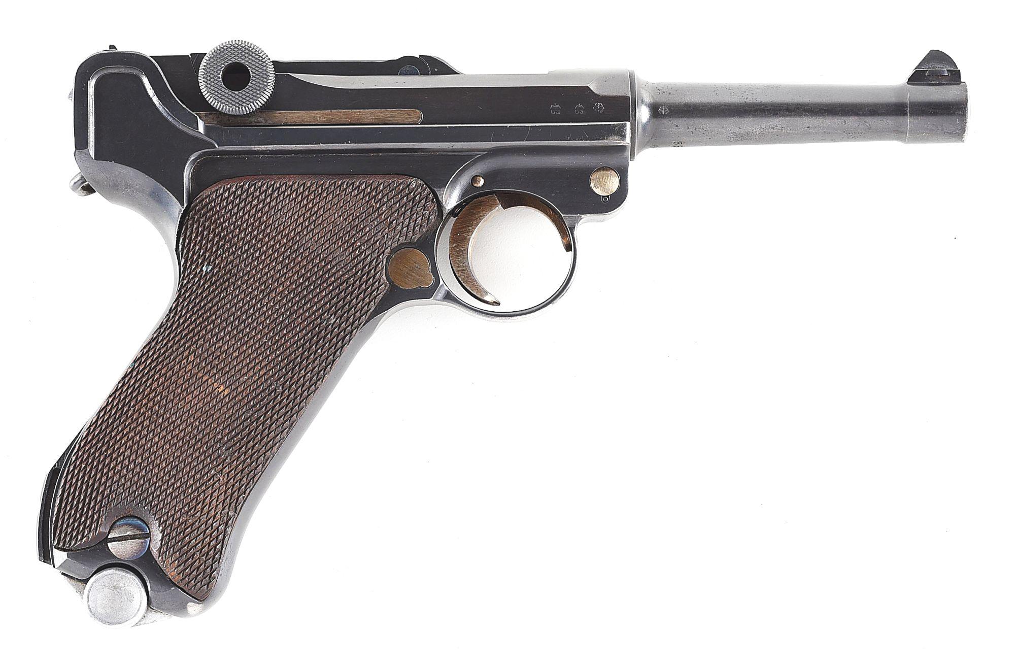 (C) 1936 DATE MAUSER "S/42" CODE P.08 LUGER SEMI AUTOMATIC PISTOL WITH HOLSTER.