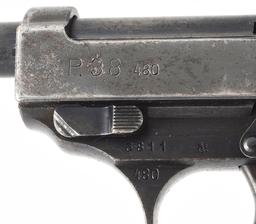 (C) WALTHER P38 SEMI-AUTOMATIC PISTOL, 480 BUILD CODE, WITH LEATHER HOLSTER
