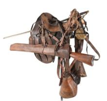 (A) INDIAN WARS MCCLELLAN SADDLE DISPLAY WITH US SPRINGFIELD MODEL 1879 TRAPDOOR CARBINE.