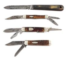 LOT OF 5: LARGE FOLDING KNIVES WITH 1 TO 4 BLADES.