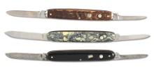 LOT OF 3: SCHRADE WALDEN DOUBLE AUTOMATIC KNIVES.