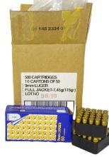 500 RDS PMP 9mm Luger 115 Grain Full Jacket Ammo