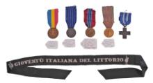 Group Lot of Italian Military WWI/II era Medals and a Cap Tally (CPD)