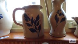 Three pieces of unmarked, painted pottery items