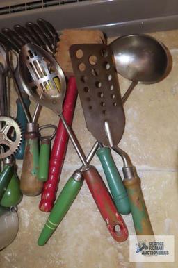 Vintage wood handled kitchen utensils