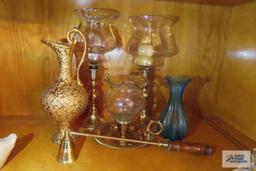brass candle holders and candle snuffer