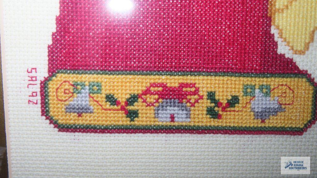 Framed angel needlepoint and other print