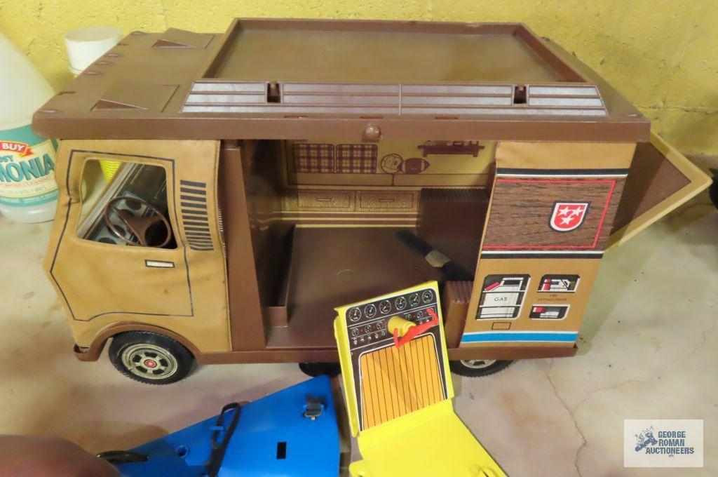 1971 Mattel Caravan, helicopter parts, and...plastic horse
